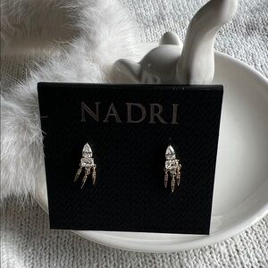 Nadri Gold and Clear Crystal Cluster Drop Stud Earrings
